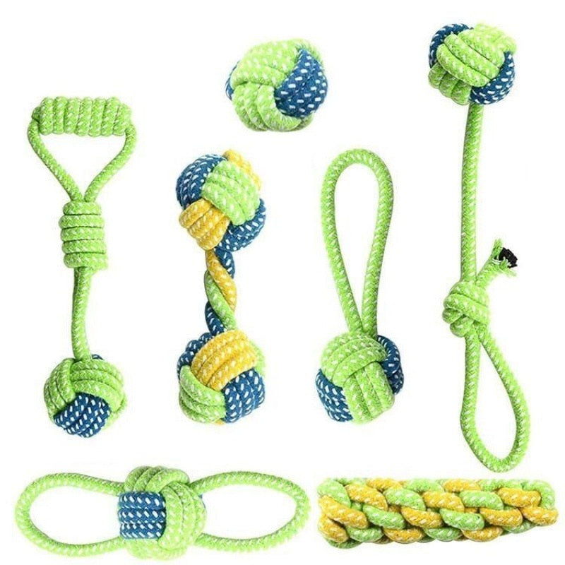 Cotton Rope Ball and Toothbrush Chew Toy for Large and Small Dogs