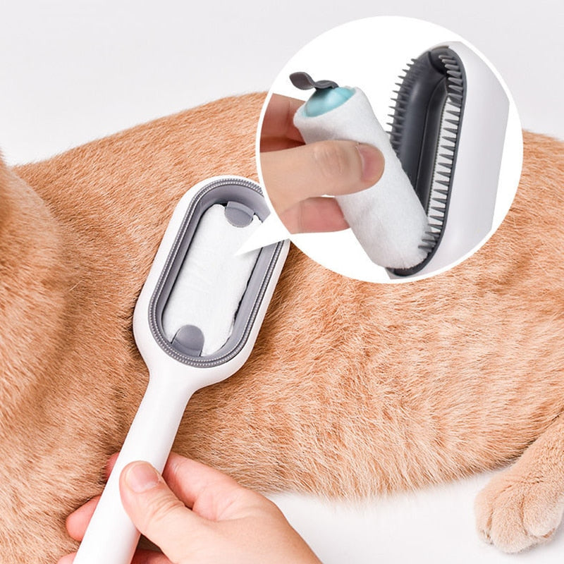 Double Sided Pet Grooming Brush with Wipes